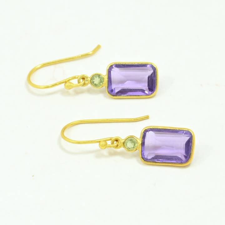 Birdie Örhänge Guld Silver 925 - Peridot & Lila Ametist för wholesale av Schmuckoo Berlin