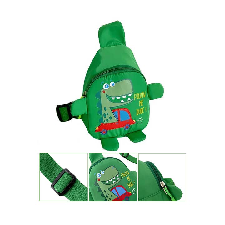 Cap Zone - Wholesale Crossbody bag – kids - Kids Dinosaur Polyester Fabric Mini Sling Bag2
