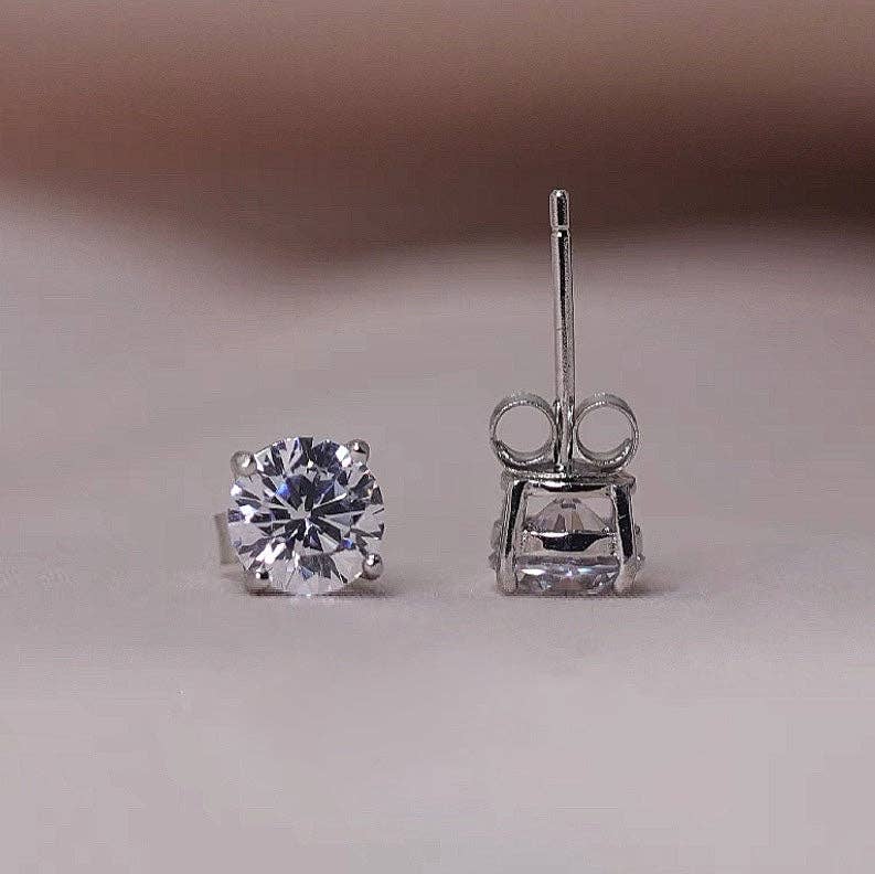 Haengseongworkshop - Wholesale Stud/Post Earrings - 1 Pair 3/4/5mm Moissanite Prong Sterling Silver Earrings Studs2