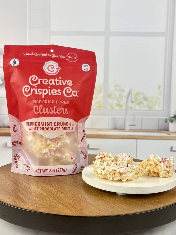 "Clusters" Peppermint Crunch with White Choc Crispie Mix for wholesale by Creative Crispies Co.
