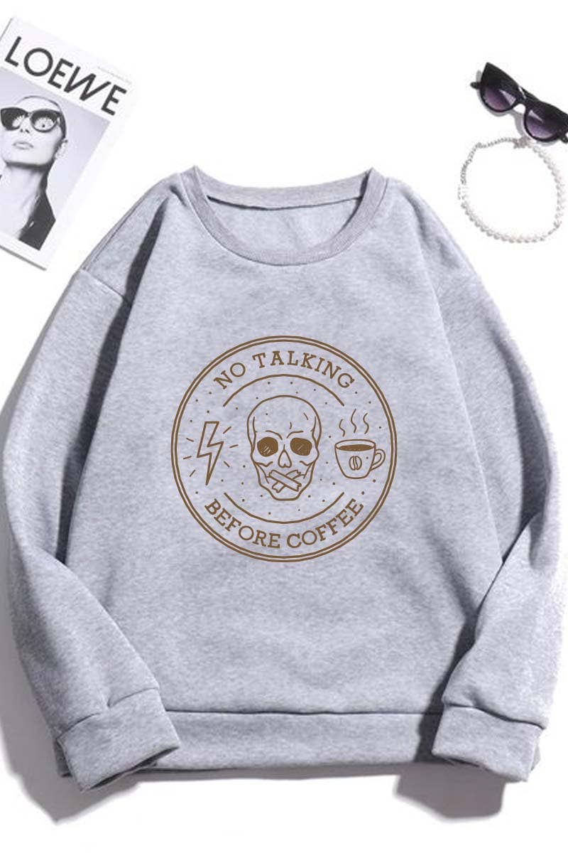 HARANG - Vendita all'ingrosso Felpa stampata - Unisex - Felpe con grafica M8132-SW NO TALKING BEFORE COFFEE2