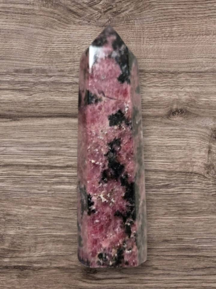 Rhodonite tower for wholesale by Eclectic Wallflower Boutique