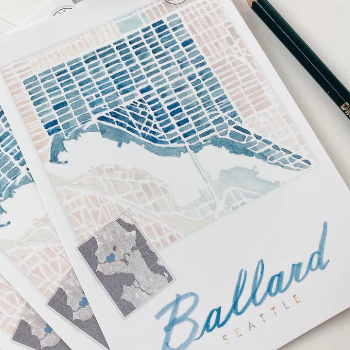 Turn-of-the-Centuries - Wholesale Postcard - BALLARD Seattle Neighborhood Map - Standard Postcard