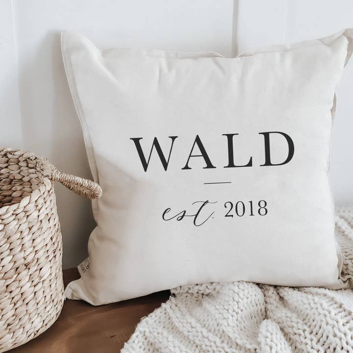 DWELL Home Shoppe - Wholesale Throw/Decorative Pillow - Personalized Last Name With Line - Square pillow
