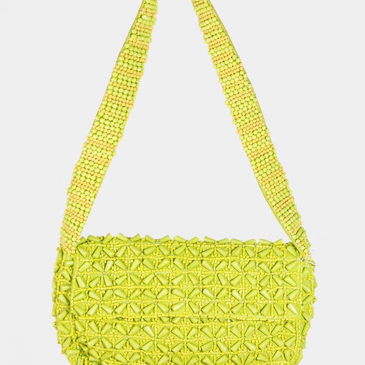 Collections by Fame Accessories - Wholesale Shoulder Bag - Women's - Beaded Fringe Rectangle Shoulder Bag