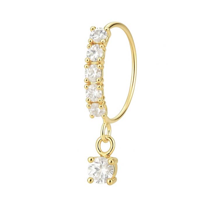 5 Stone Dangle Gold nose ring for a pierced nose for wholesale by Ava’s Accessory Box