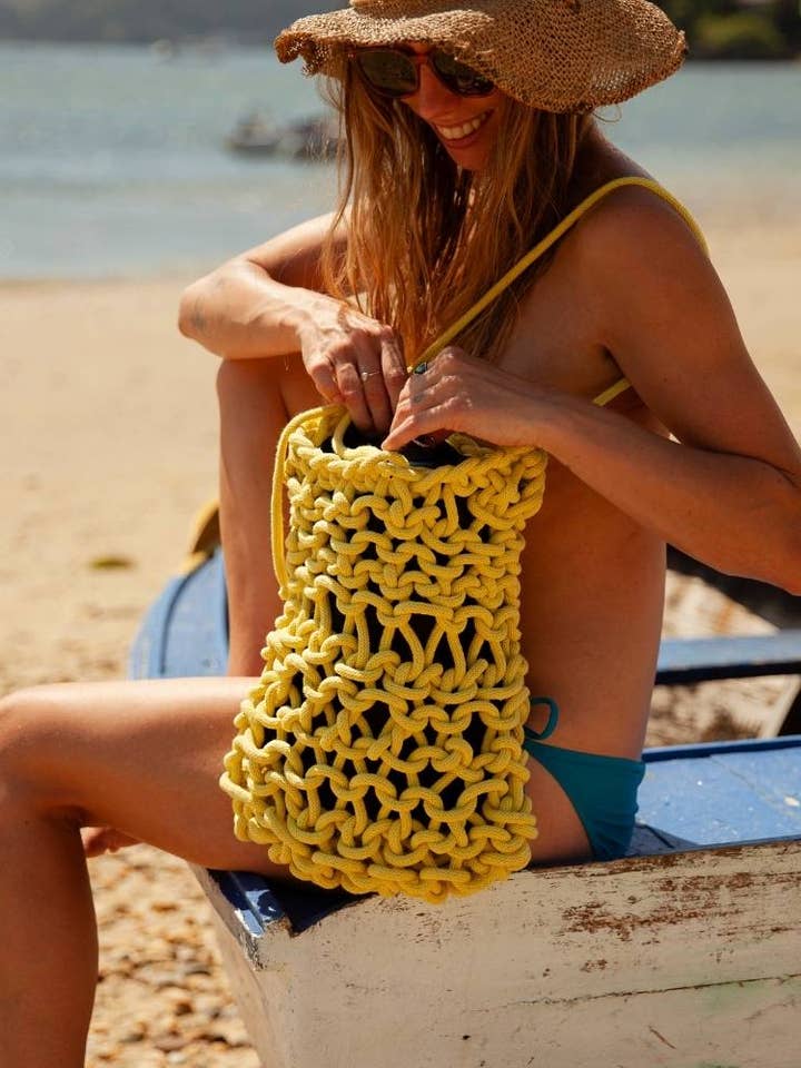 Borsa artigianale IBIZA in cotone riciclato vegano per la vendita all'ingrosso da parte di Lolo Carolo