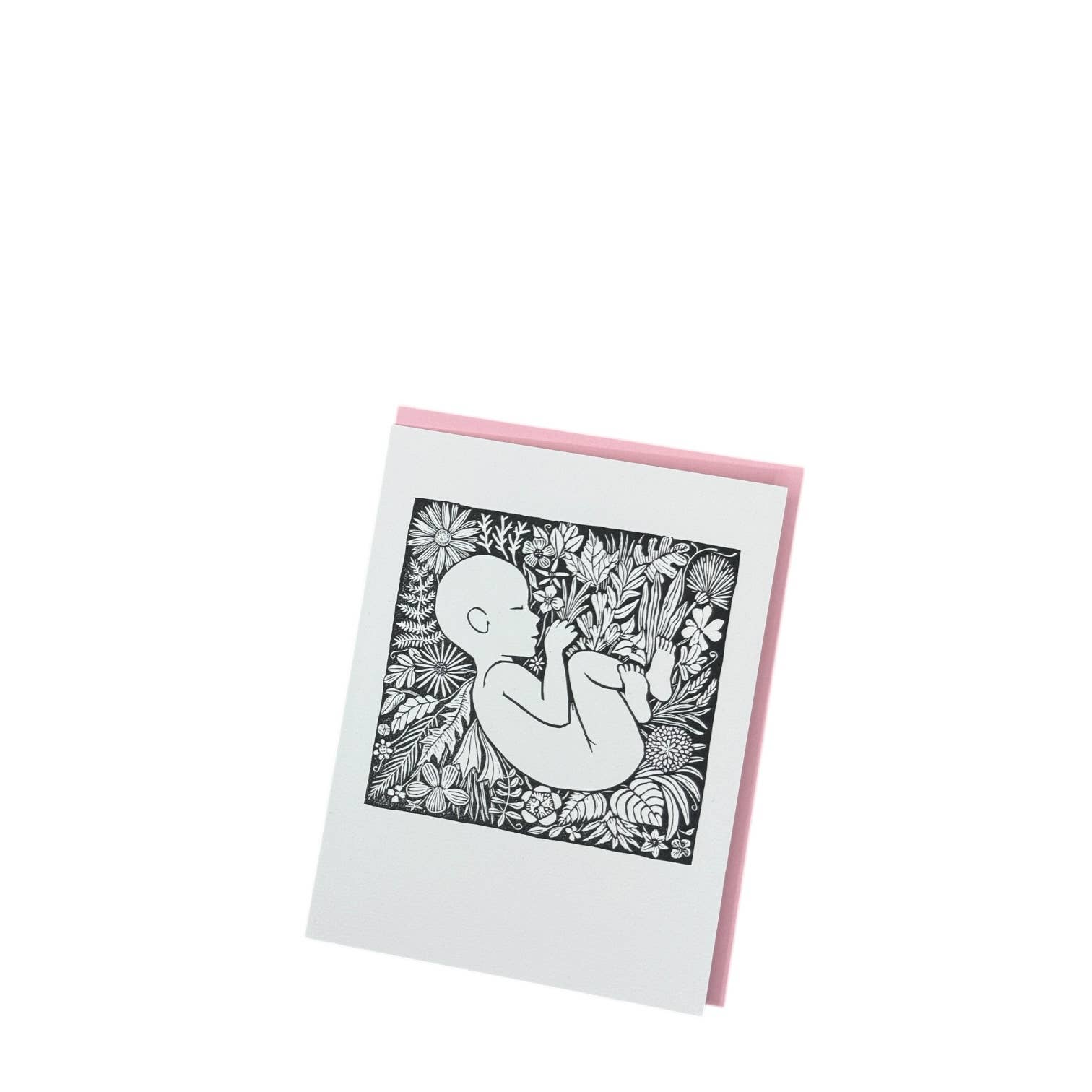 Anomal Press - Wholesale Baby Card - Bloom new baby linocut relief print card