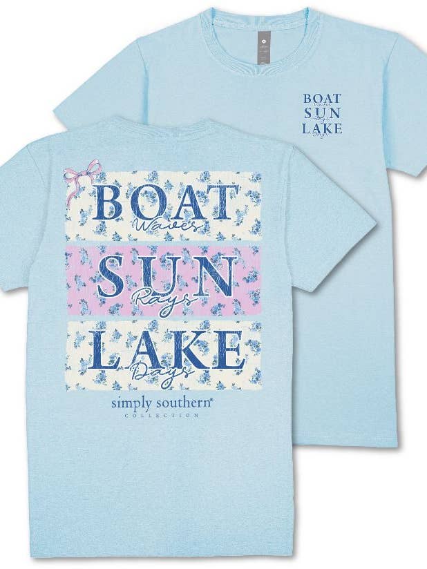 simply southern - Wholesale Screen Printed T-Shirt - Women's - SS-LAKEBOAT-SKY