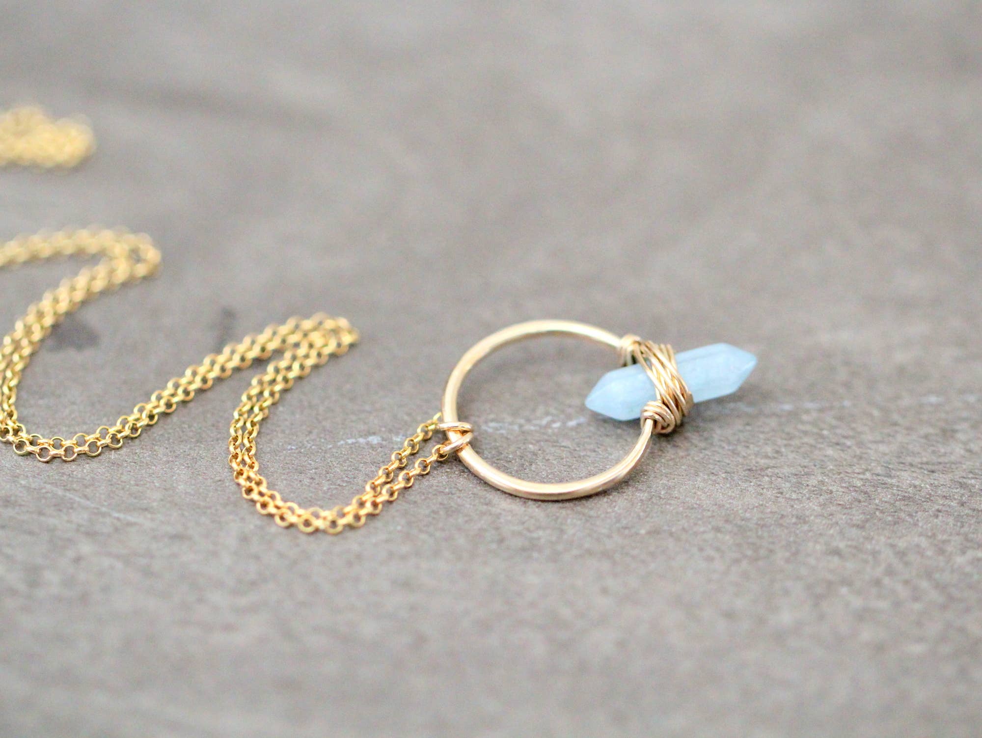 Saressa Designs - Wholesale Pendant/Charm Necklace - Crest Necklace - Aquamarine1