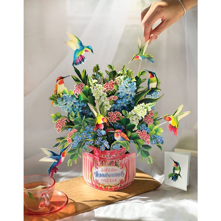 FreshCut Paper LLC - Wholesale Everyday Greeting Card - Hummingbird Oasis (8 Pop-up Greeting Cards)