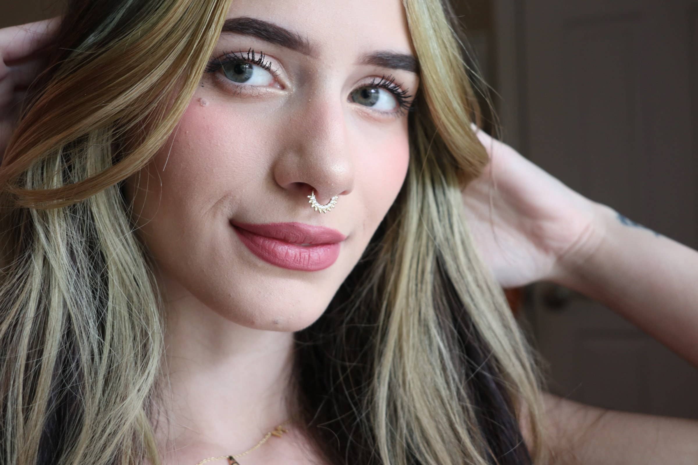 Zahav Jewelry - Wholesale Multi-Stone Ring - 10kt Solid Gold Septum Ring, Daith Piercing, Nose Hoops #113