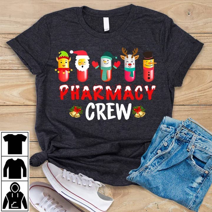 Black Christmas Pharmacy Shirt, Pharmacist Christmas Shirt, Funny for wholesale on Faire