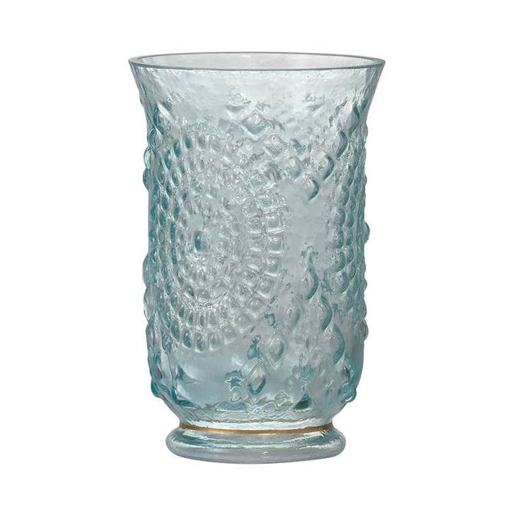 A&B Home Group Inc. - Wholesale Candle holder - D5x8" Charlotte Glass/Hurricane Candle Holder - Turquoise2
