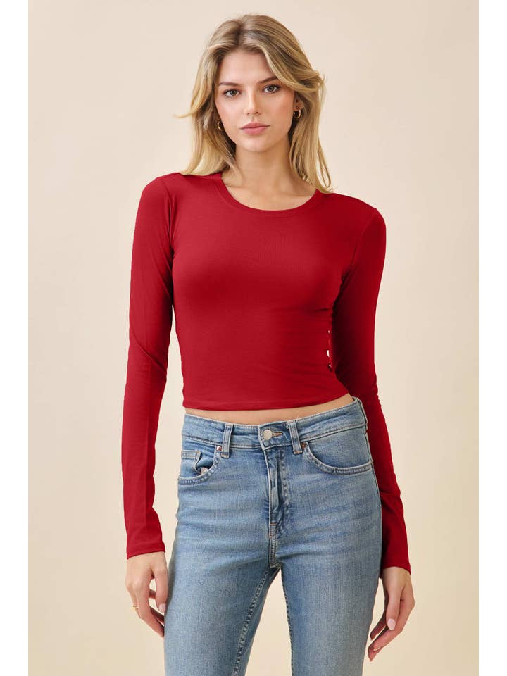Heart & Hips - Wholesale Knit Top - Women's - JT49614L - LONG SLEEVE CREW NECK CROP TOP8