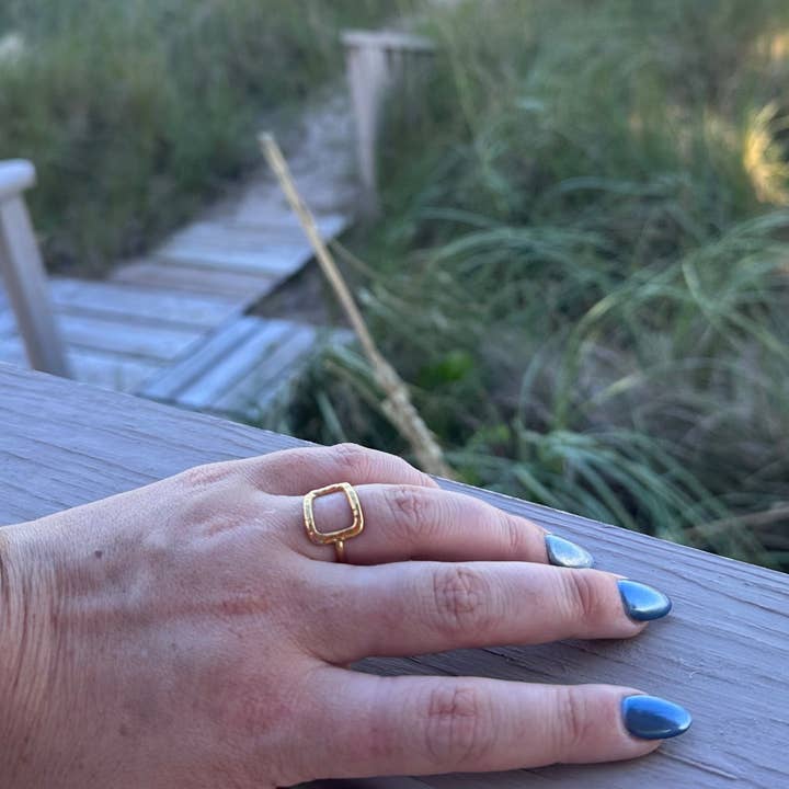 Open Square Ring for wholesale by DRIP JEWELRY