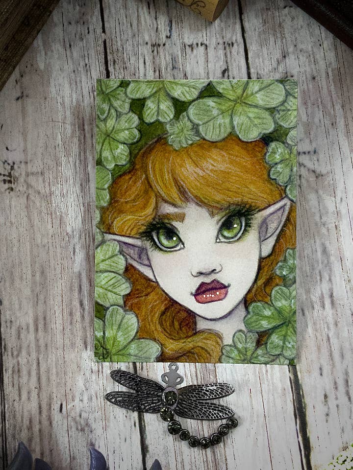 St Pat’s Faerie Fairy ACEO Fantasy Print for wholesale by Faeries of Glittering Glen