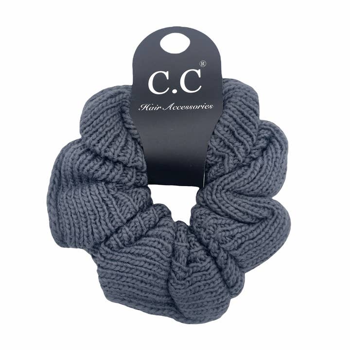 SCR-04 C.C KNIT SCRUNCHIE GREY for wholesale by Girlie Girl Originals