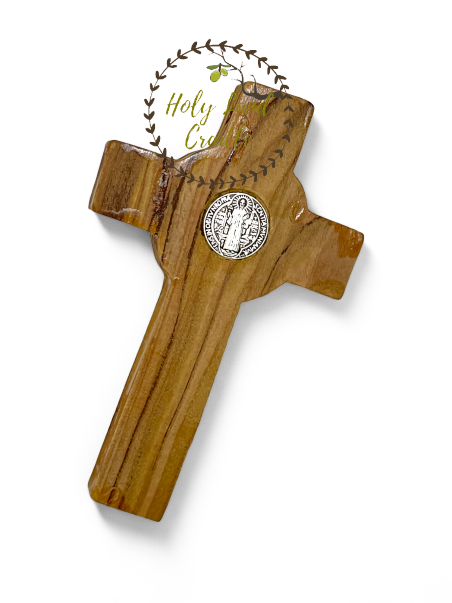 Holy Land Cradle - Wholesale Wall Cross - St. Benedict Olive Wood Cross9