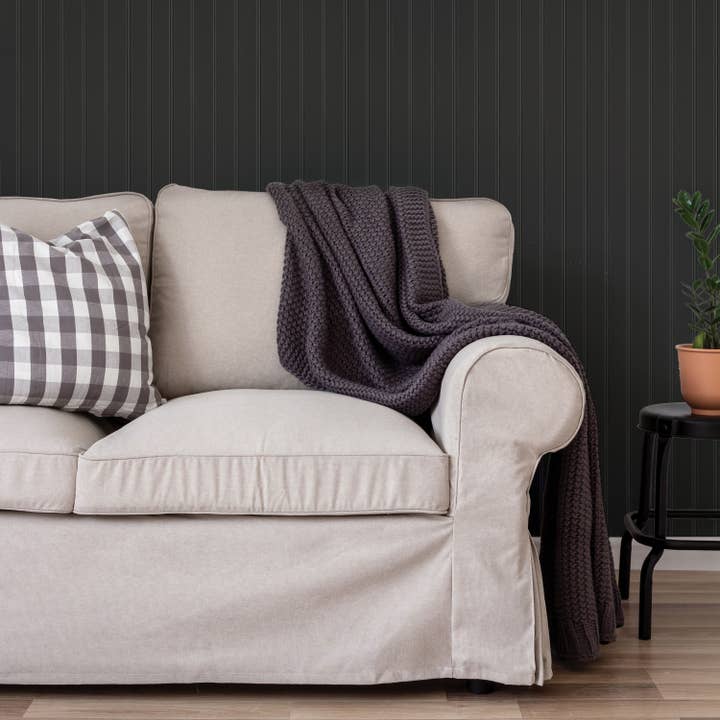 Beadboard Onyx Black Peel and Stick Wallpaper, 28 sq. ft. for wholesale on Faire4