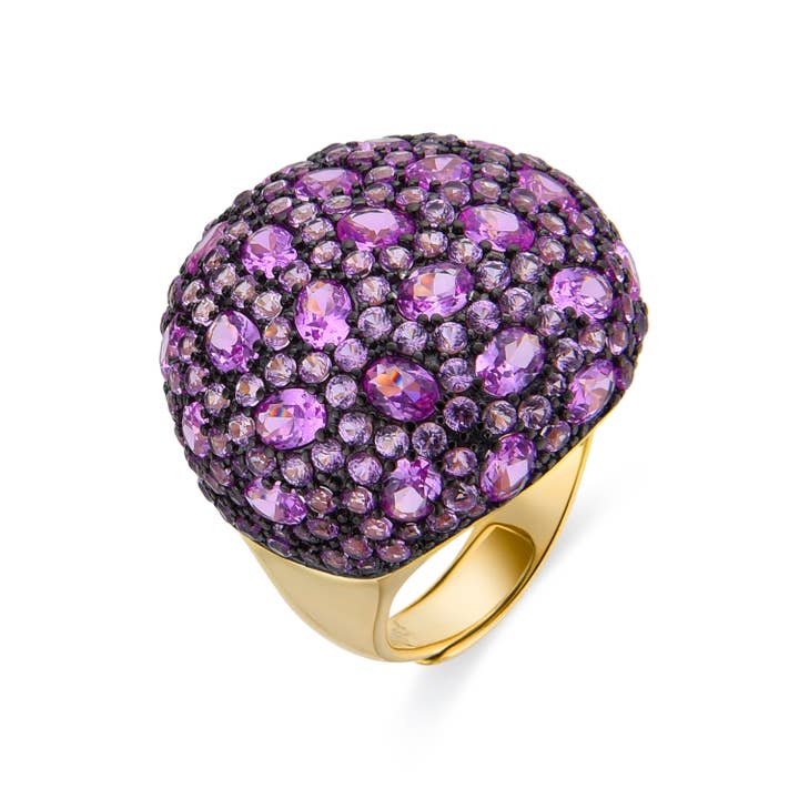 Anillo Luxenter de Plata de Ley 925 y Circonita Rubí acabado en oro amarillo de 18k - Rikao for wholesale by Luxenter