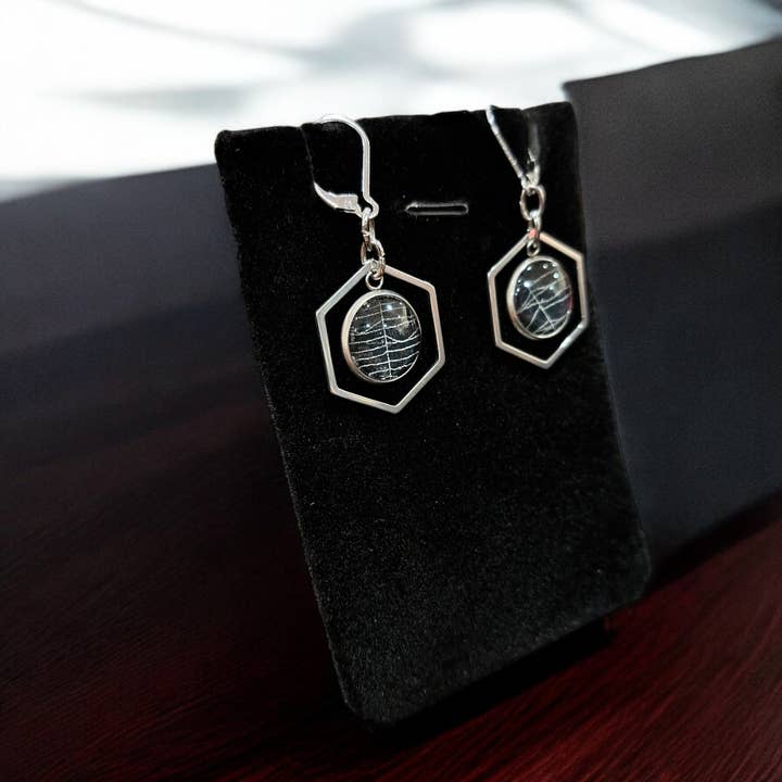 Hell Kitten RVA - Wholesale Dangle Earrings - Real Spiderweb Hollow Hexagon Dangles