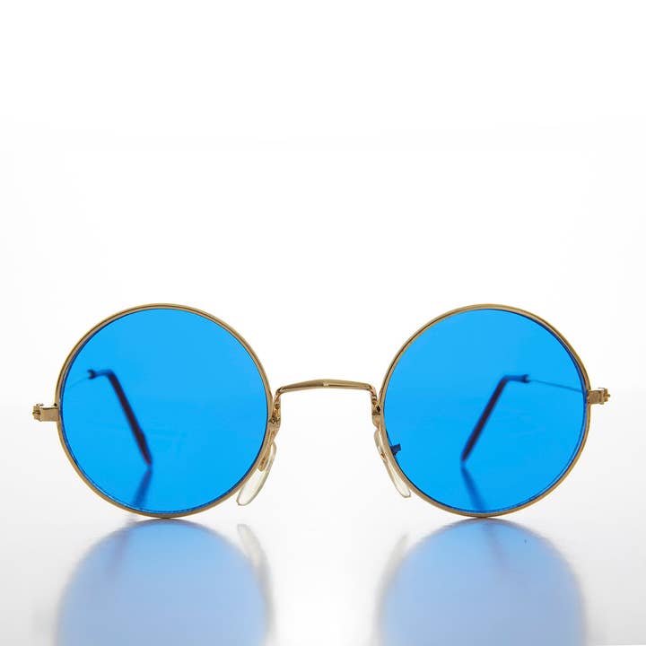 Round Circle Sunglass with Blue Tinted Lens - Benji for wholesale by SUNGLASS MUSEUM