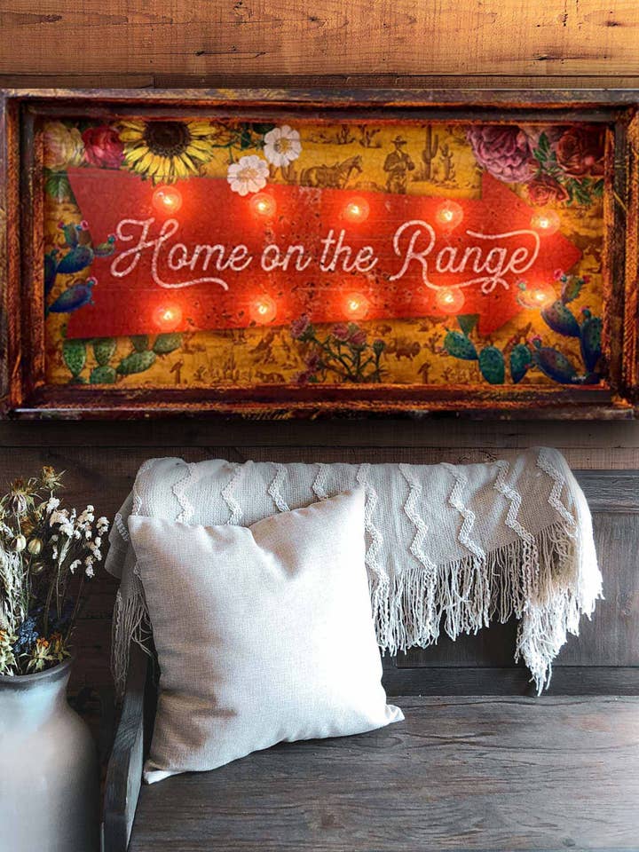 Home on the Range - 18"x36" Lighted Artwork for wholesale by TroubleMaker Trading Company