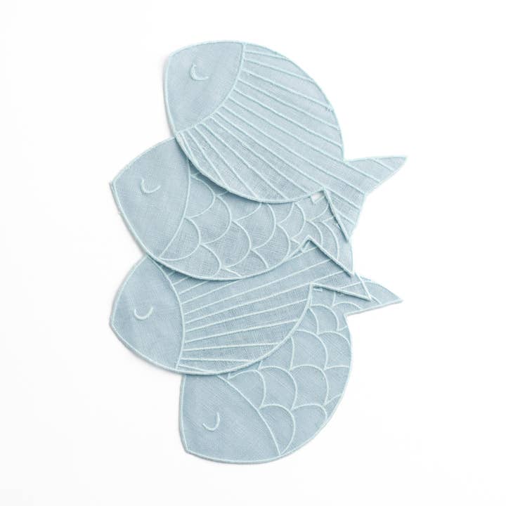 Piecework Puzzles - Wholesale Dinner & Cloth Napkin - ✨NEW✨Sardine Cocktail Napkins - Set of 4