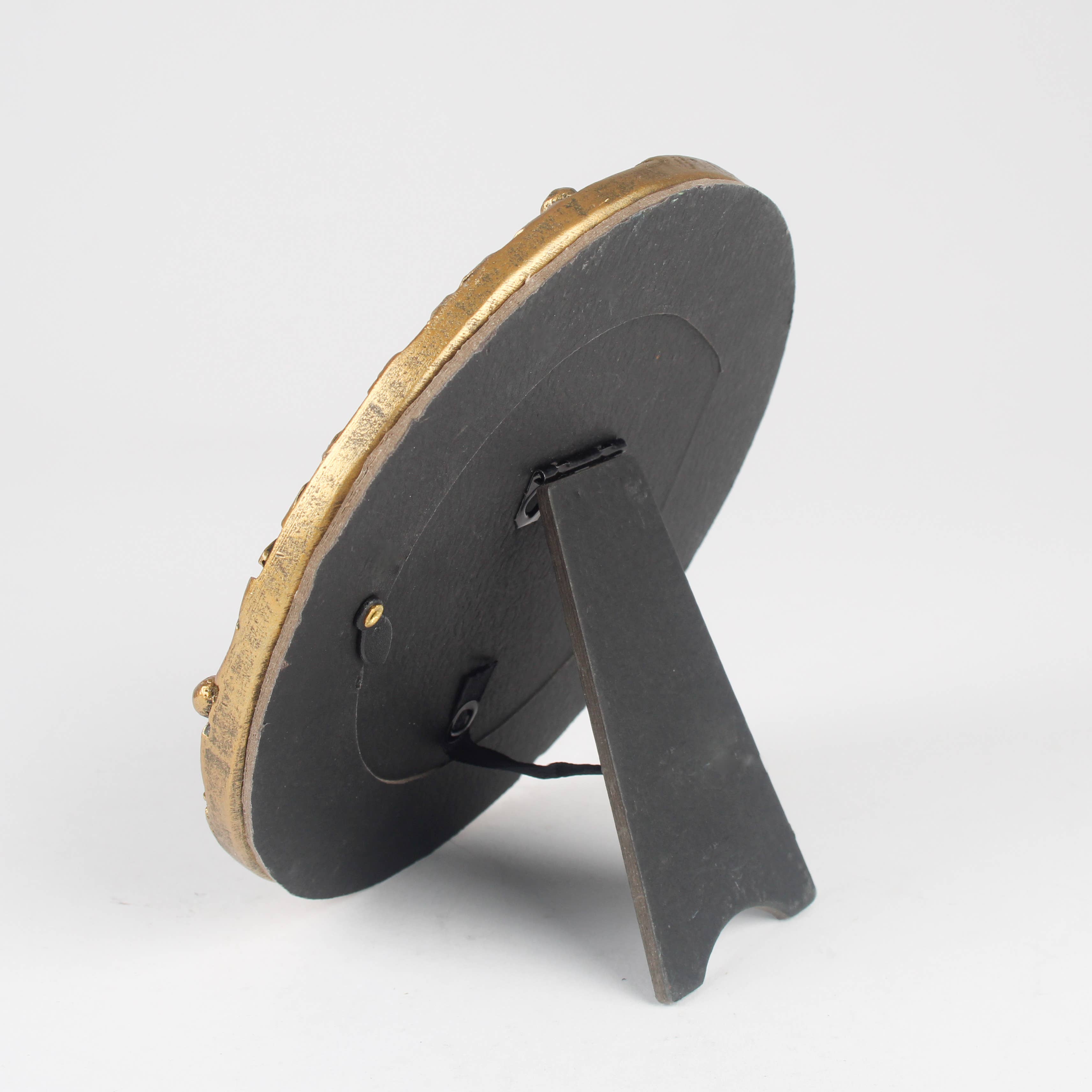 Originals International Ltd - Vente Cadres photos - Cadre Photo Rond Botanique Doré – Design Feuilles Orné1