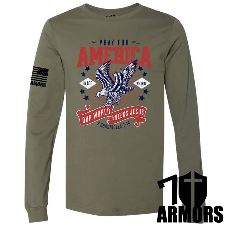AMERICA NEEDS JESUS MET LANGE MOUWEN voor wholesale door 7 ARMORS APPAREL