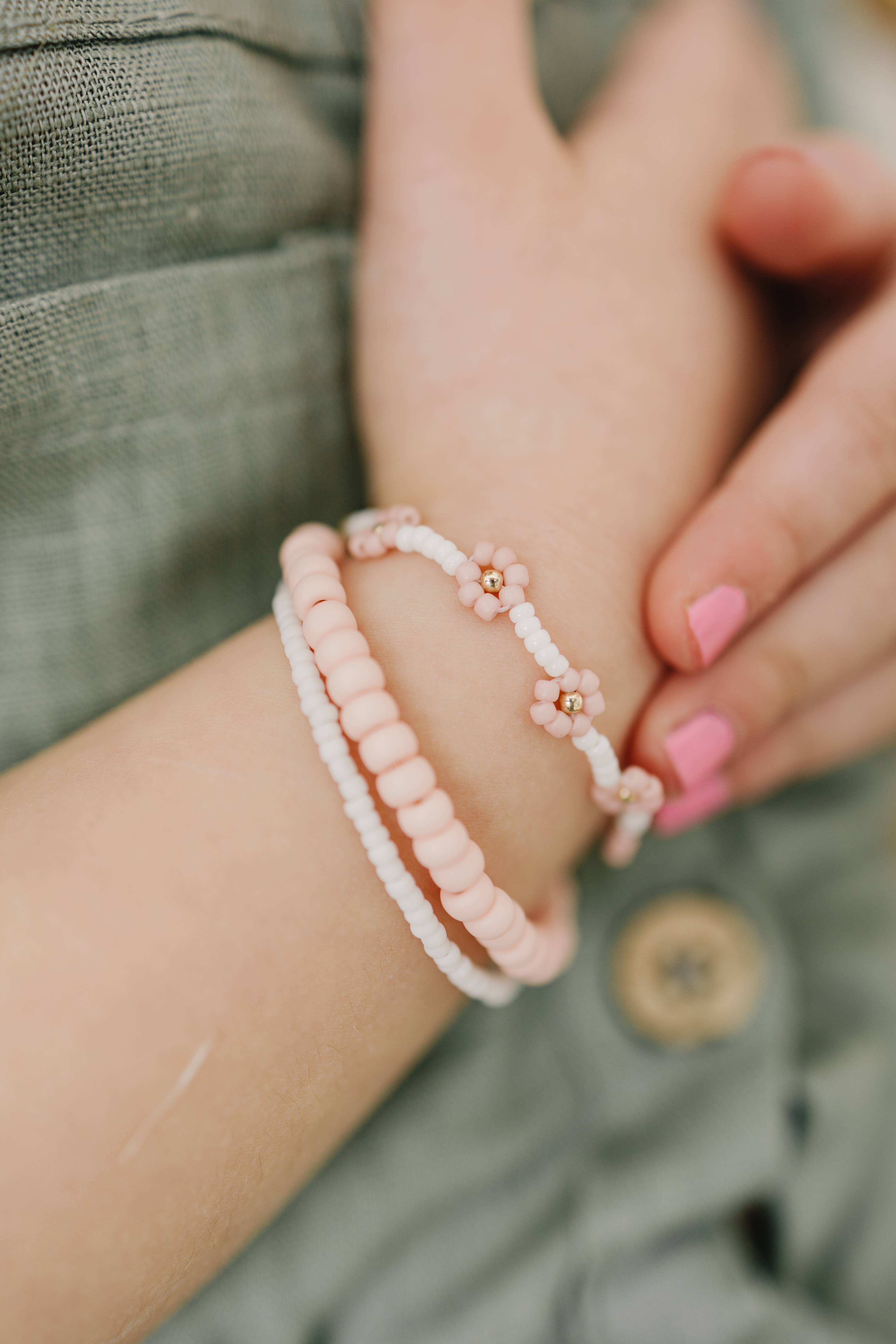 Joyful Bead Company - Wholesale Beaded Bracelet - Kids - Petal Pink Flower Bracelet5
