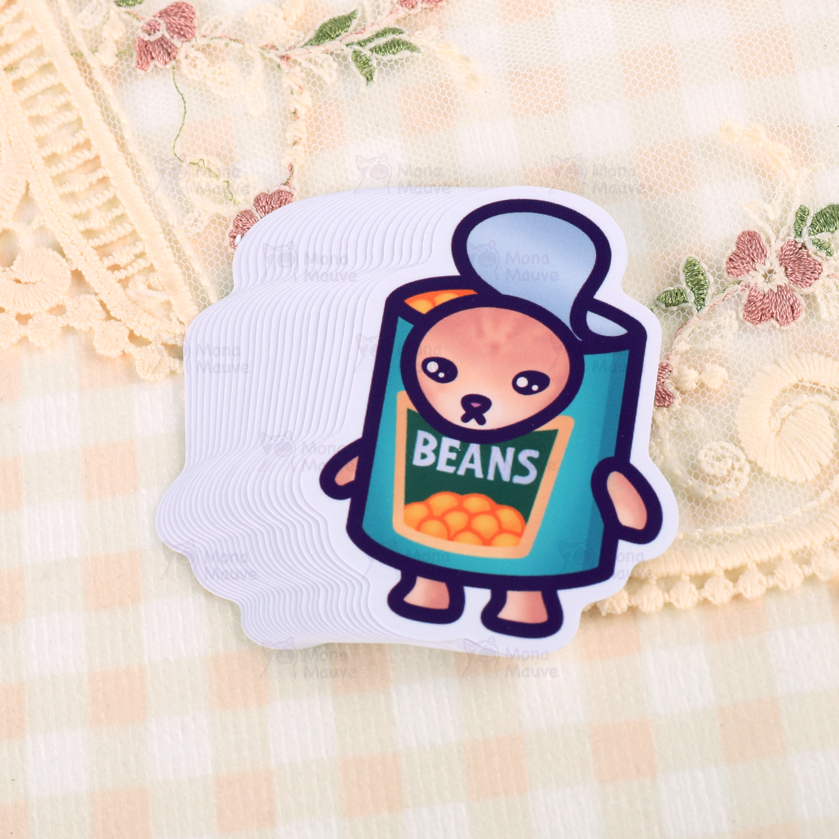 Mona Mauve • Silly Art! – wholesale Sticker – Beans Cat Meme Vinyl Sticker | Snack Cats Collection1