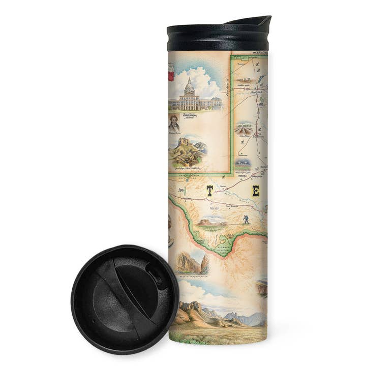 Texas State Map Travel Drinkware for wholesale by XPLORER MAPS