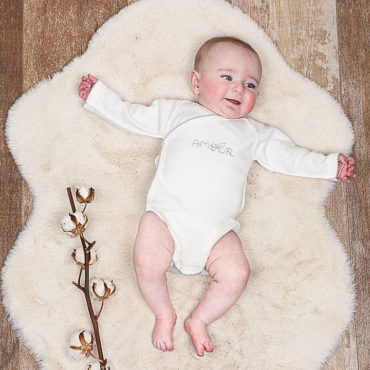 AMOUR organic fantasy knit double-breasted bodysuit from Préma to 6 months for wholesale by Graine D'Amour