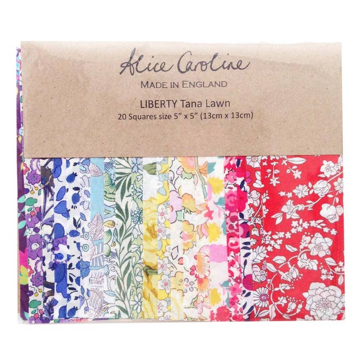 Alice Caroline – wholesale Craft sewing kit – 20 Pcs Liberty Tana Lawn Mixed Colours 5″ Charm Squares