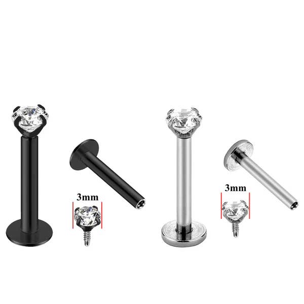 LABRET INT ROUND CRYSTAL 16G(1.2MM) - SURGICAL STEEL 316L for wholesale by Bodytrend