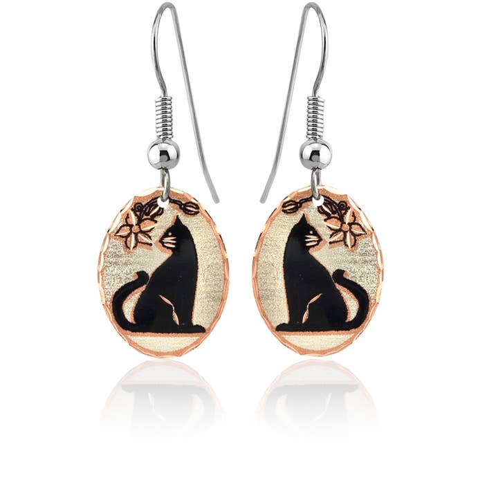 CL 66 Cat Design Earrings for wholesale by COPPER ARTS INC.