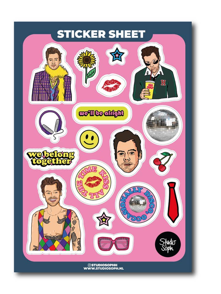 Foglio di adesivi A5 Kiss e Disco per la vendita all'ingrosso da parte di Studio Soph (We Pay Your Import Fees - We Ship DDP)