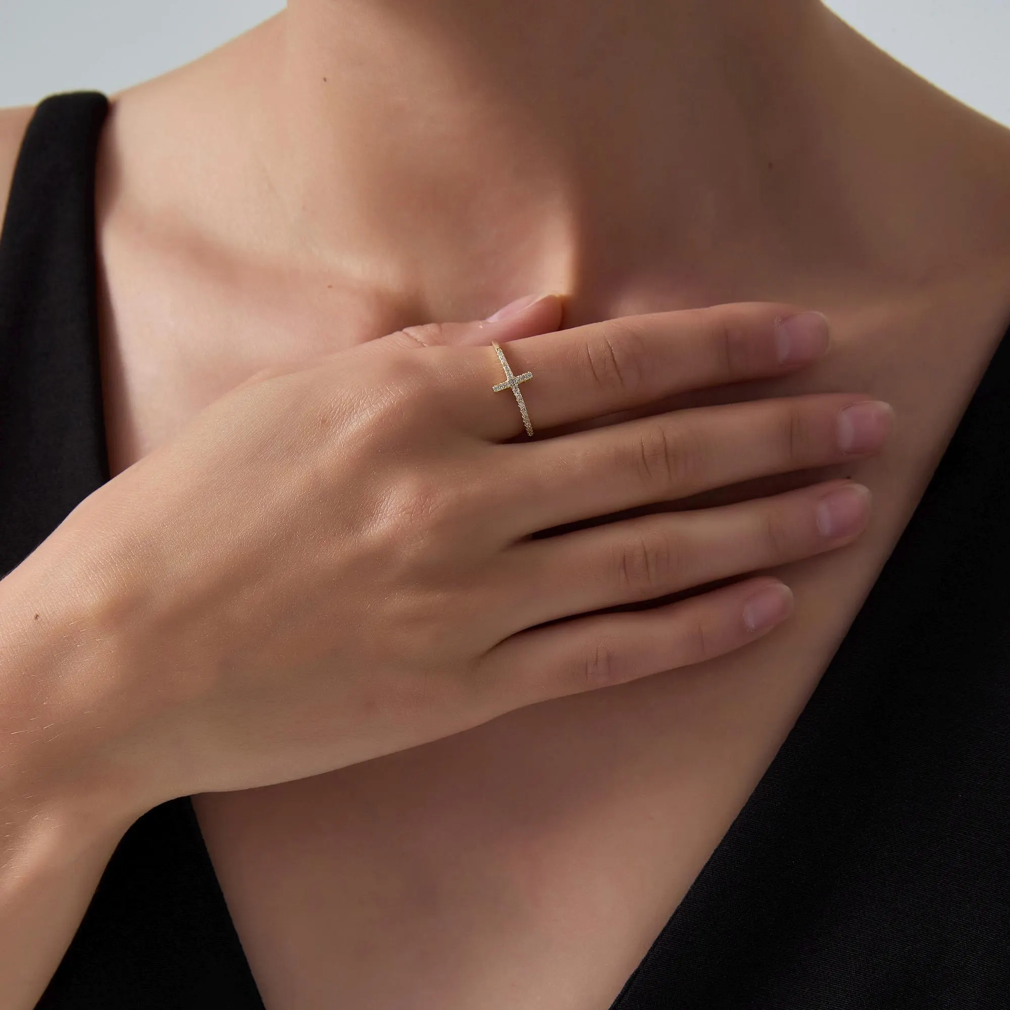 Perimade & Co. LLC - Wholesale Multi-Stone Ring - Pave Setting Cross Eternity Band Ring in 925 Sterling Silver1