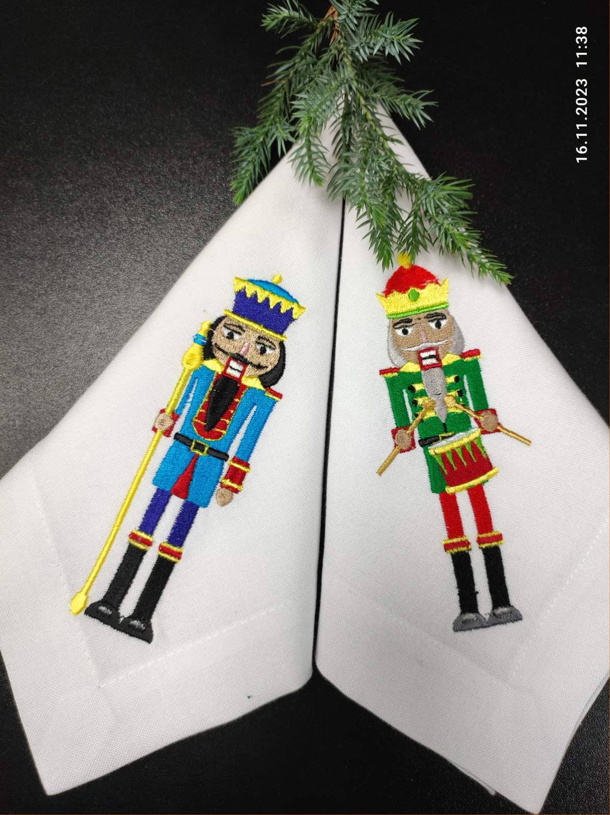 Handmade Originals Ukraine - Wholesale Dinner & Cloth Napkin - Embroidered Christmas Napkins Premium Nutracker ''16x16''1