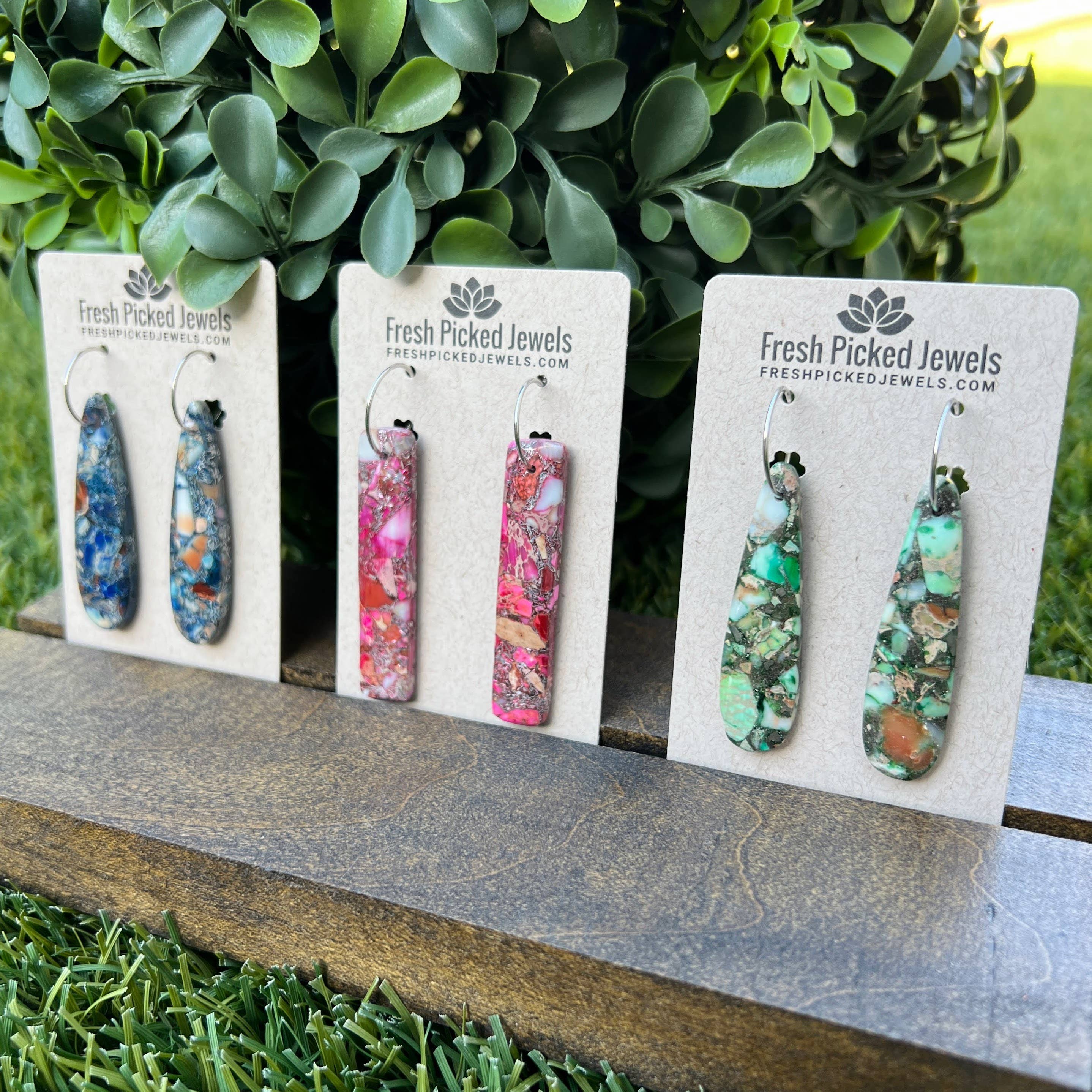 Fresh Picked Jewels - Wholesale Hoop Earrings - Imperial Jasper Hoop Earrings4