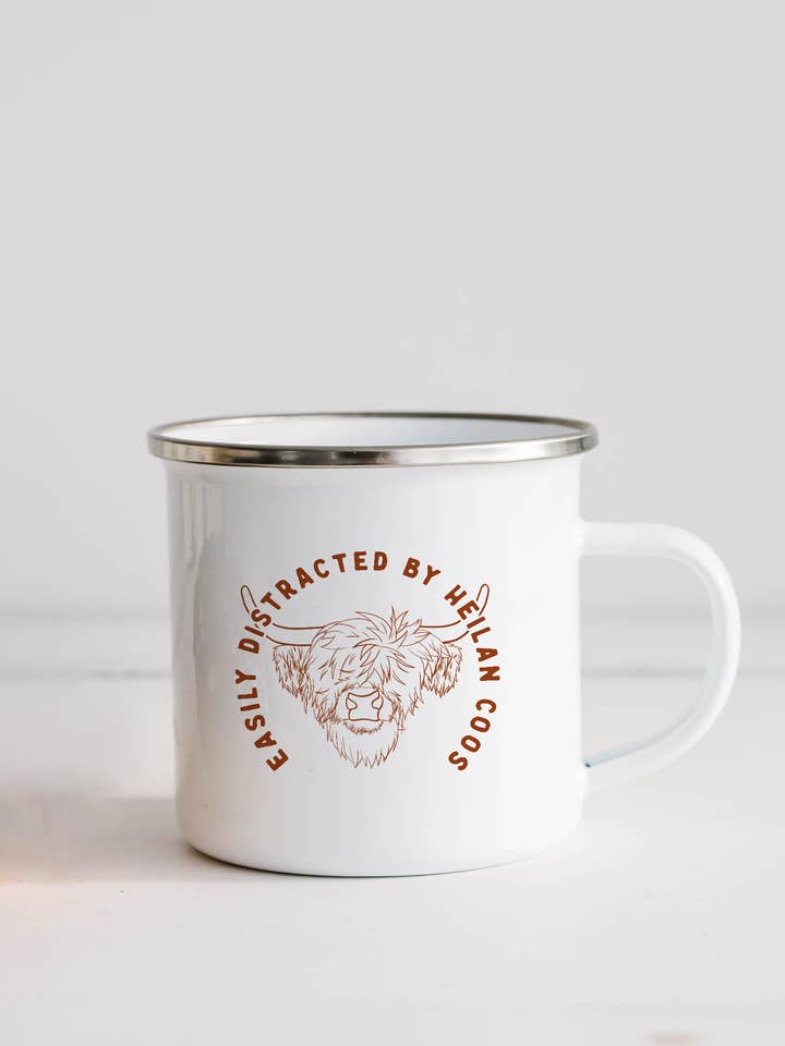 Easily distracted by heilan coos - Camping Mug for wholesale by Sovende Bjorn