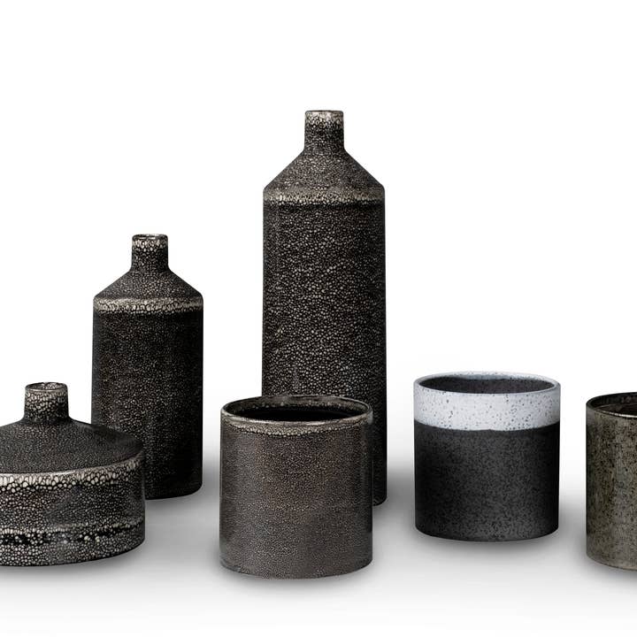 Set/6 Ceramic Vases, Black, Handmade by Lusitanus Home for wholesale by Lusitanus Home