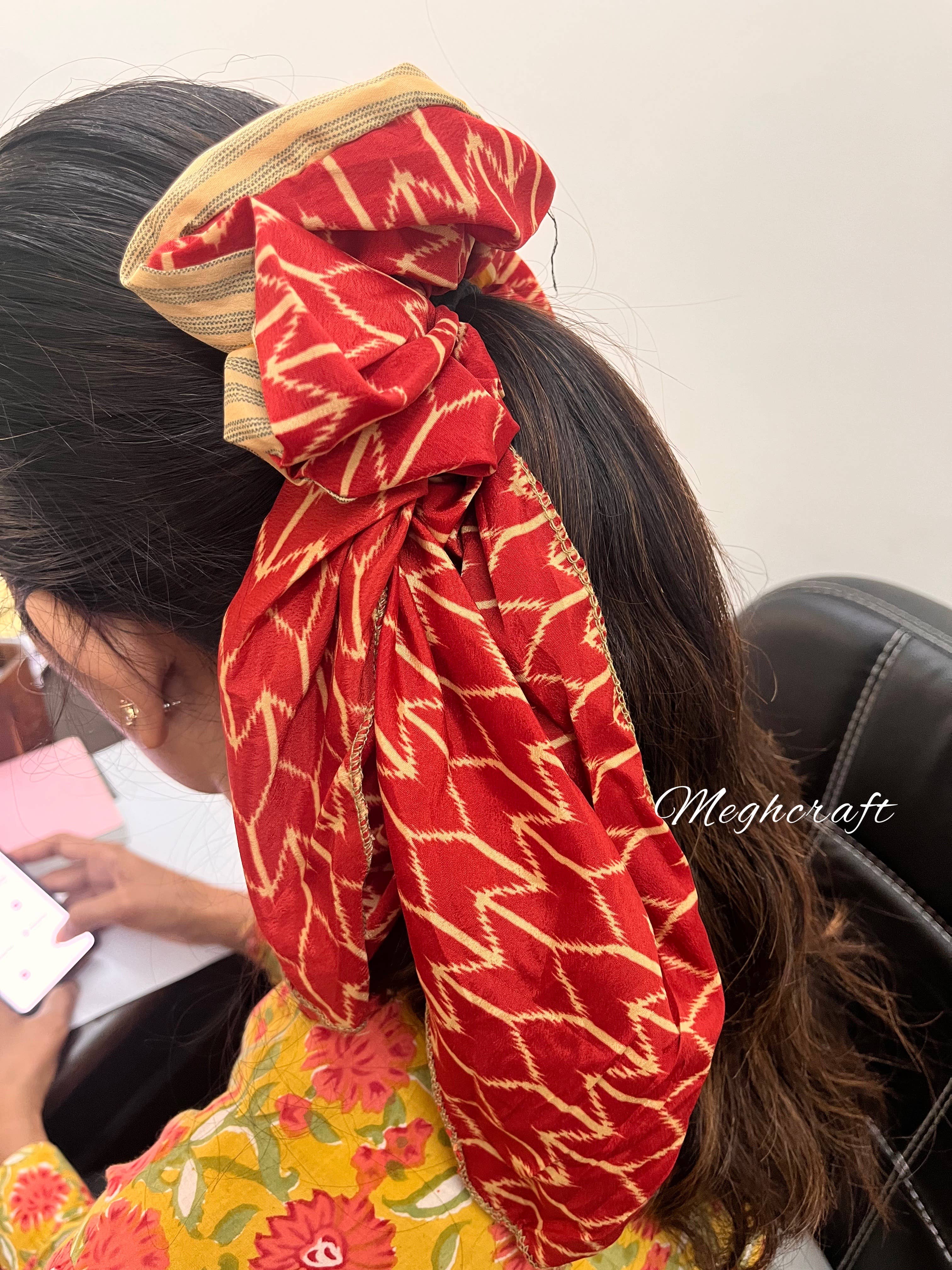 Meghcraft - Wholesale Scrunchie - Women's - Silk Scrunchies with Ribbon, Indian Vintage Recycled Sari7