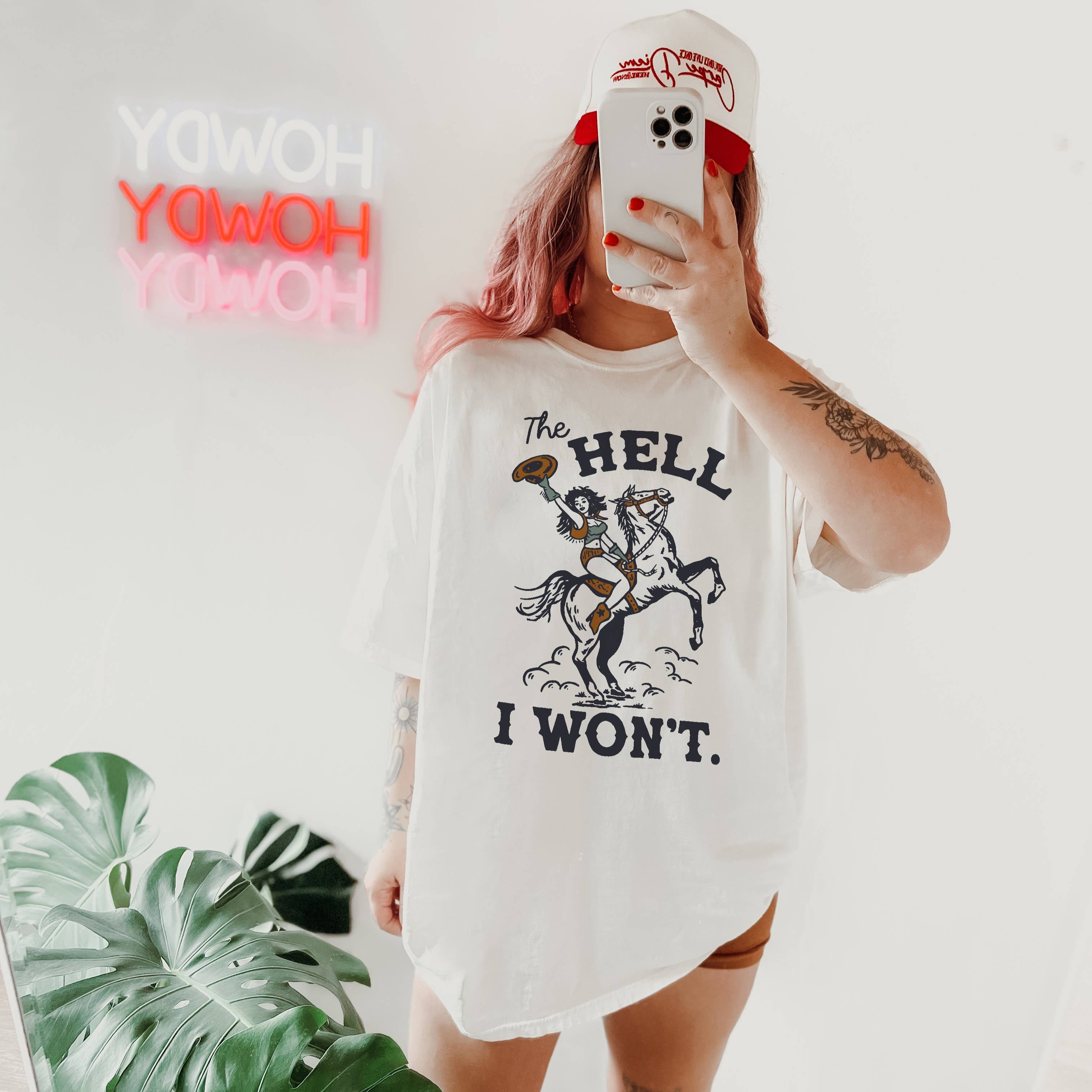 Alley & Rae - Wholesale T-Shirt (Graphic) - Women's - The Hell I Won't Heavyweight Western Cowgirl Tee2