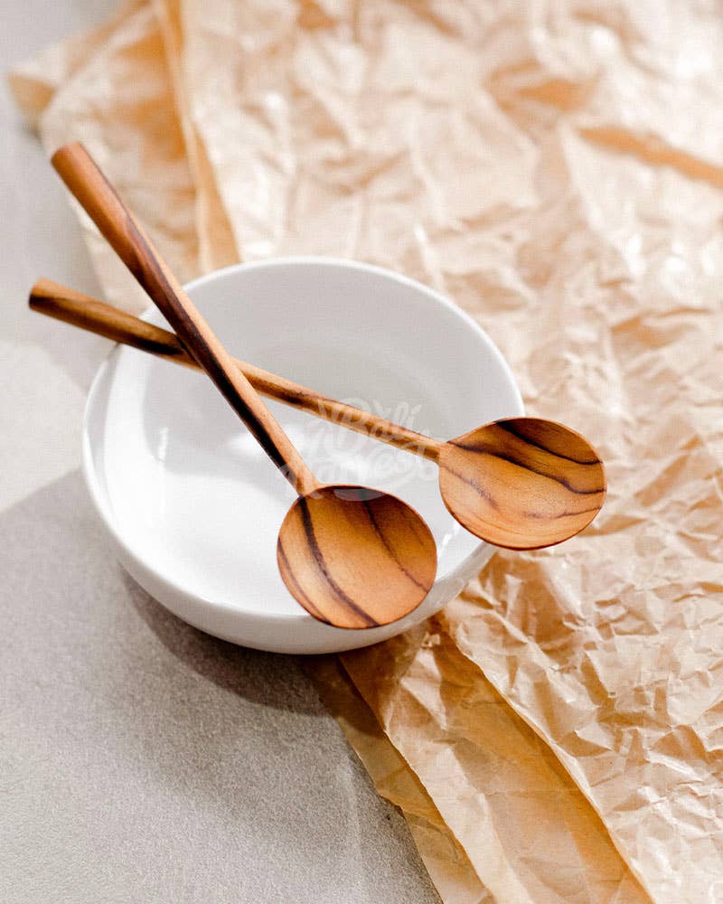 Bali Harvest - Wholesale Serving Utensil - Round Teak Bowl Wooden Spoon - Breakfast Dessert Serving4