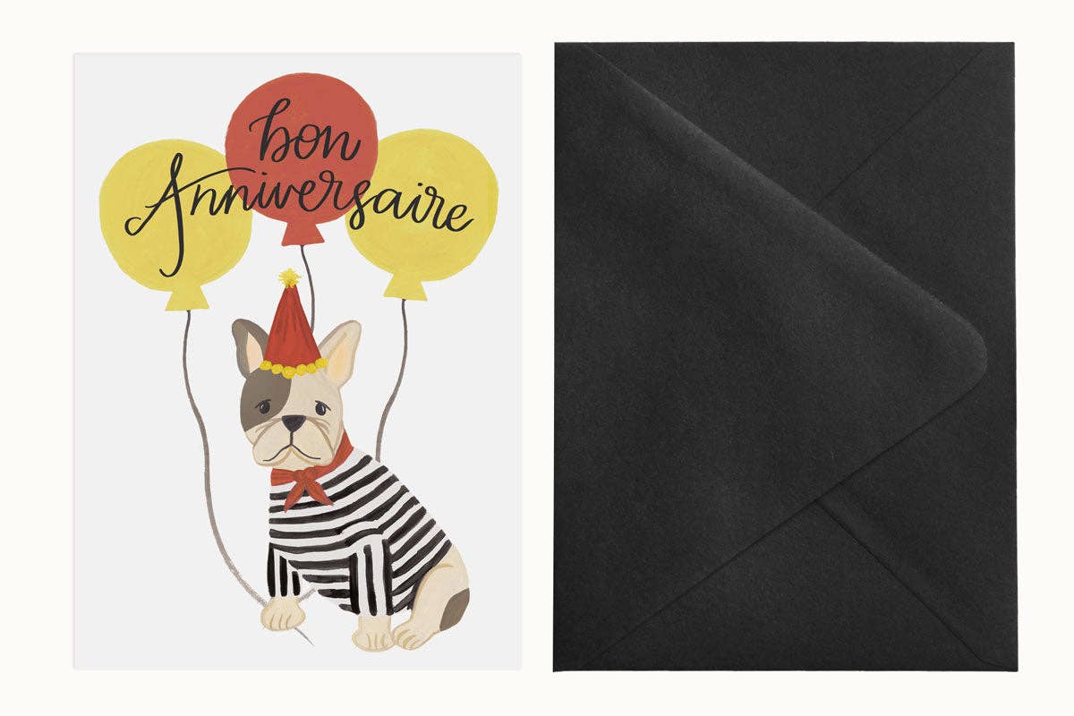 LoveLight Paper - Vente Cartes d'anniversaire - Frenchie Bon Anniversaire Carte Anniversaire1