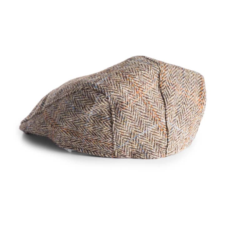 Dublin Gift Company – wholesale News boy/school boy hat – Unisex – Brown Herringbone Donegal Tweed Cap - 100% Wool1