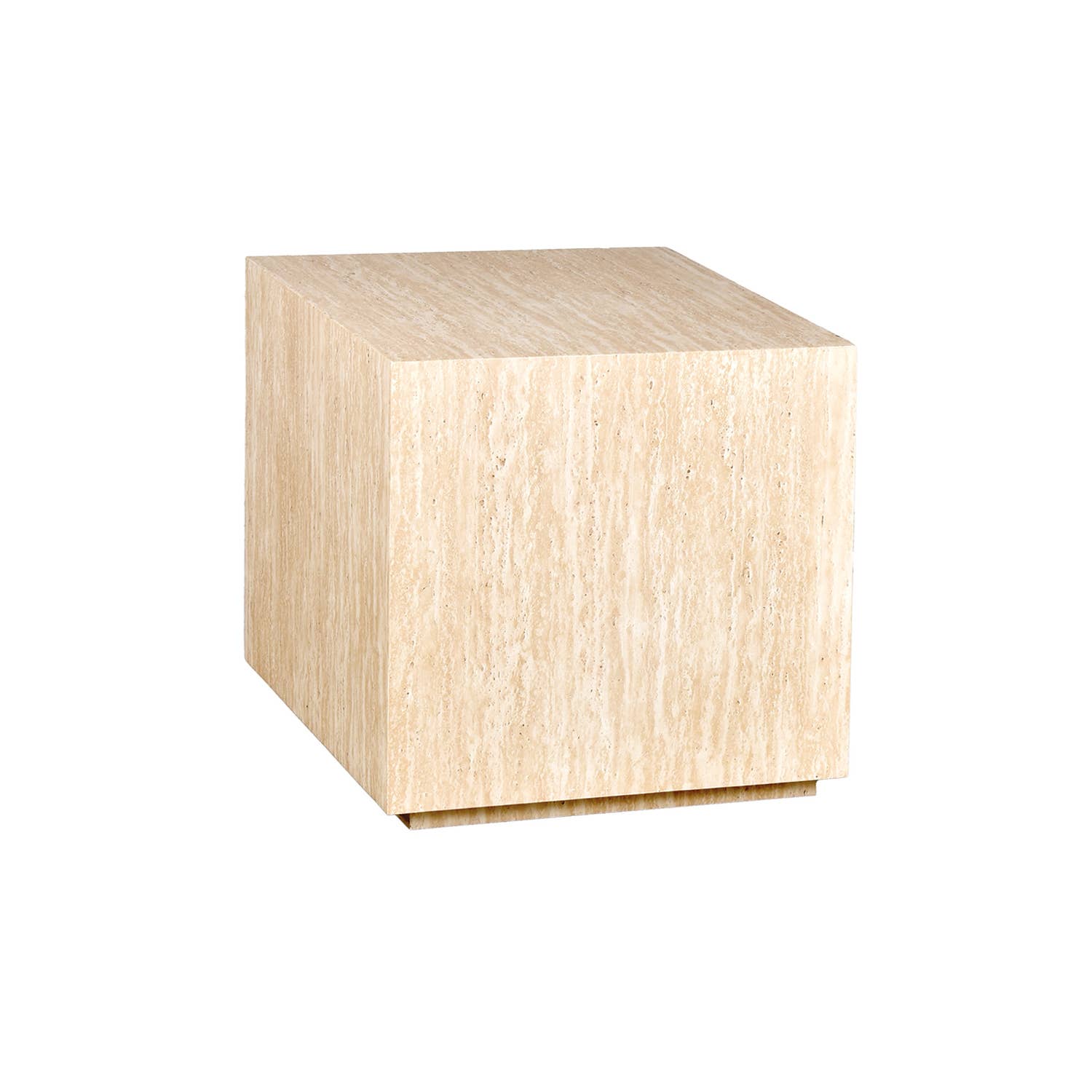 Opjet Paris – Großhandel Couchtische – Maxime Beistelltisch mit Travertin-Effekt, 45 x 45 x 45 cm